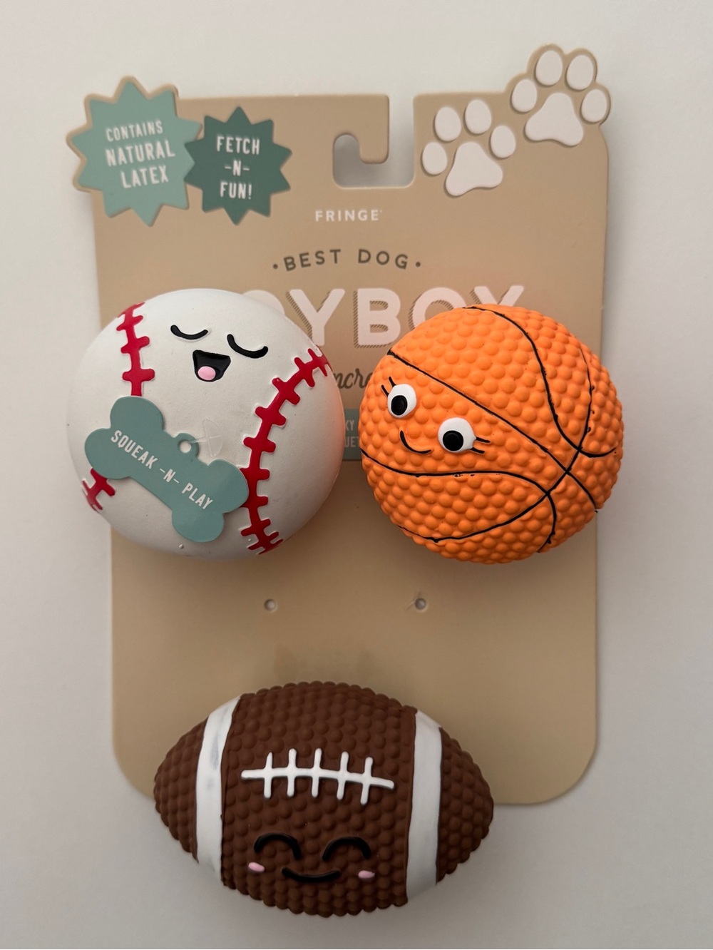 Dog Toys Squeaky Latex Fetch Fun Sports Balls “You’re Incredi-ball” NEW | Fringe